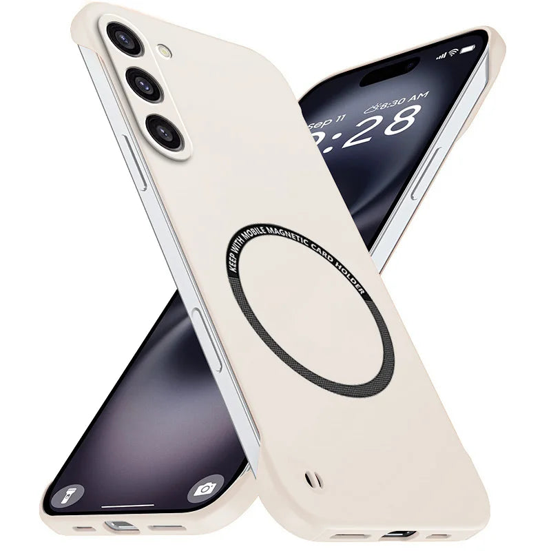 Magnetic Slim for Samsung S23 S22 S21 FE Plus Ultra Frameless Phone Cases Matte Hard Plastic Cover Borderless Shockproof Armor