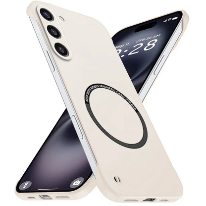 Magnetic Slim for Samsung S23 S22 S21 FE Plus Ultra Frameless Phone Cases Matte Hard Plastic Cover Borderless Shockproof Armor