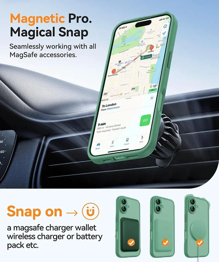 For Magsafe Luxury Armor Shockproof Case For iPhone 16 15 14 13 Pro Max Plus Magnetic Wireless Charge Cover Matte Translucent PC