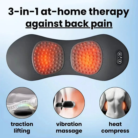 NEW 3-in-1 Back Massager with Relief Bed Sleeping Shiatsu Deep Tissue Portable Shoulder Lower Back Pain Relief Waist Massager