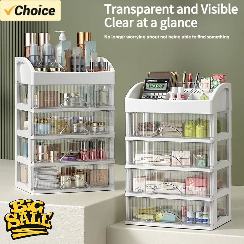 Multi-layer Drawer Makeup Organizer, Transparent Cosmetic Storage Box, Desktop Vanity Organizer for Skincare, Lipsticks, Perfume