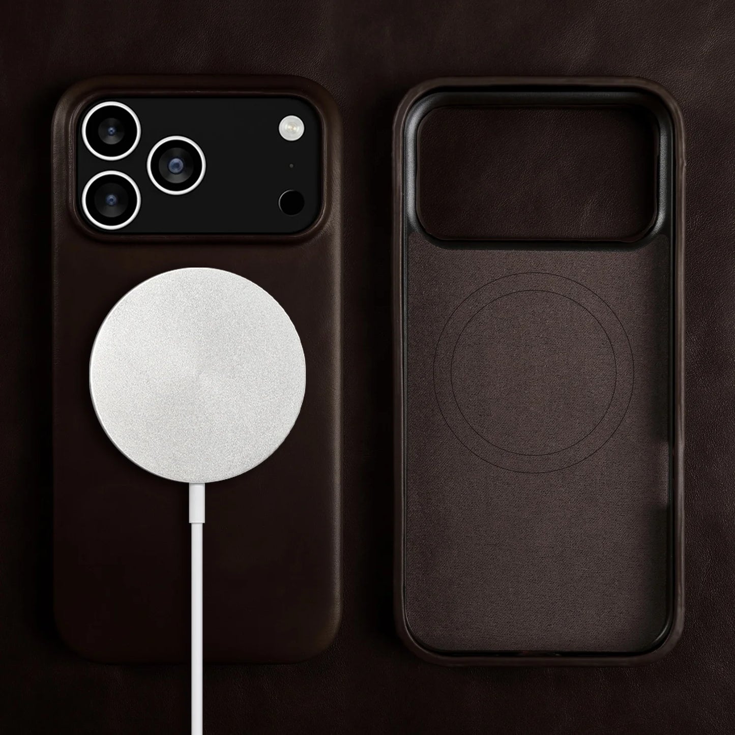Vintage Oil Wax Full Covered Genuine Leather Case For Iphone 17 Pro Max 16 15 14 13 12 11 for Magsafe Magnetic Phone Cover Cases