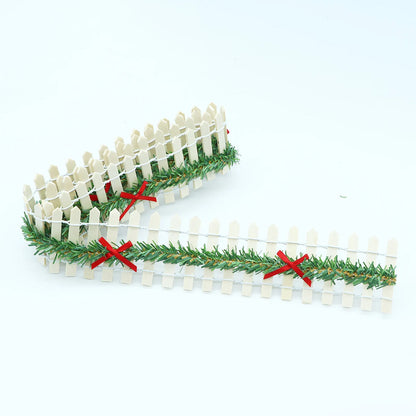 MicoLandscape Christmas Elf Fairy Garden Miniature Wooden Fence Handmade LED Light String Vine Landscape Greenery Evergreen Prop