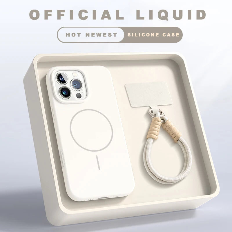 Magnetic Silicone MagSafe iPhone Case with Lanyard