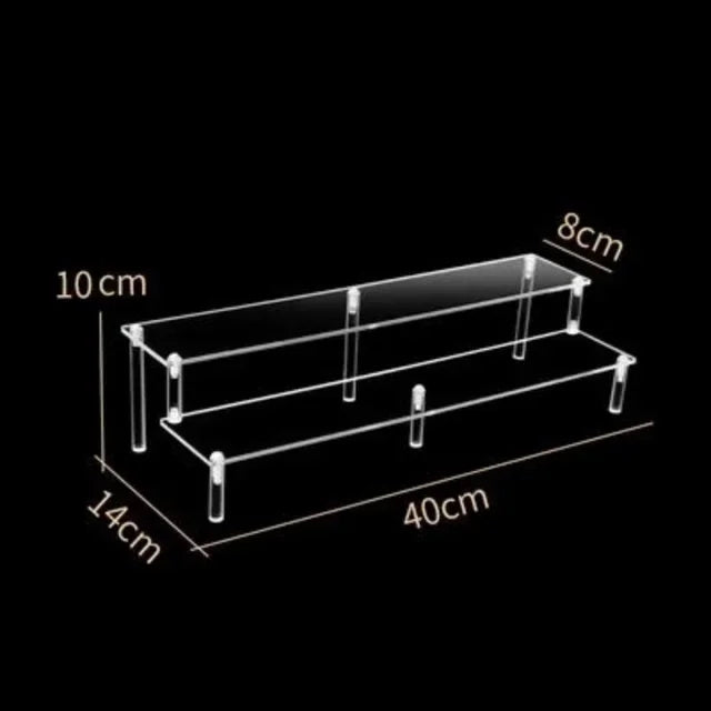 Black 1-5 Tier Acrylic Display Stand Clear Display Riser Rack for Cupcake Perfume Doll Décor Organizer Amiibo Funko POP Figures