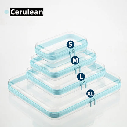 1pc Home Organize Box Transparent Cosmetics Storage Bag Baby Toy Organize Box Waterproof Plastic Zippered Pouch Travel Case Bag