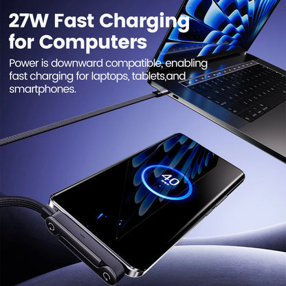 27W PD to Lightning Fast Charging Cable Foldable Stand Charge 2-in-1 Type-C to Lightning Charging Data Wire For iPhone 14 13 12