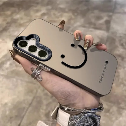 For Samsung Galaxy S26 S25 S24 S23 Ultra S22 Plus S21 FE Case Color Silver Smile Cheeks Cover For A57 A37 A17 A56 A55 A25 Funda