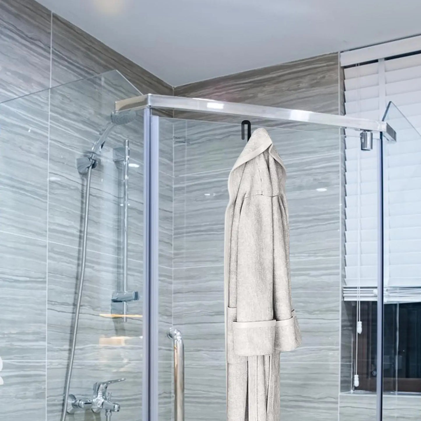 1-4PC 3D Shower Door Towel Hook Clamp On Shower Door Hook No-Drill Bathroom Hanger for Clothes Towel Bathrobes Home Organizer