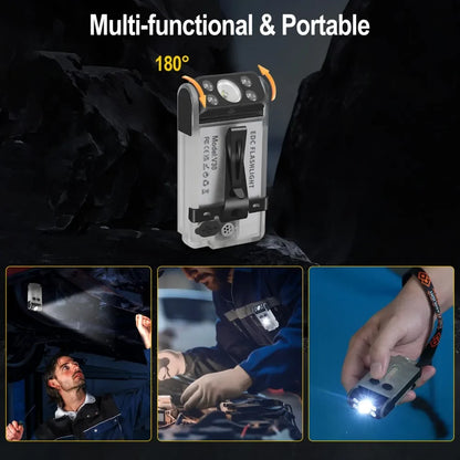 BORUiT V30 900LM UV LED EDC Flashlight Type-C Rechargeable Power Bank Work Light with Magnetic Buzzer Camping Pocket Lantern