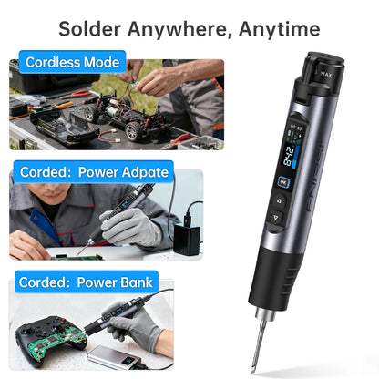 FNIRSI HS-03 Wireless Soldering Iron 10W Type-C Rechargeable Portable Soldering Iron 100-450℃ Adjustable Repair Tool