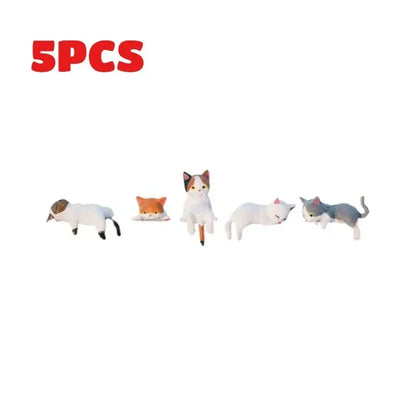 5 pieces of mini cartoon cat car decorations, cute cat images used for edge decoration of car screens, creative micro landscapes
