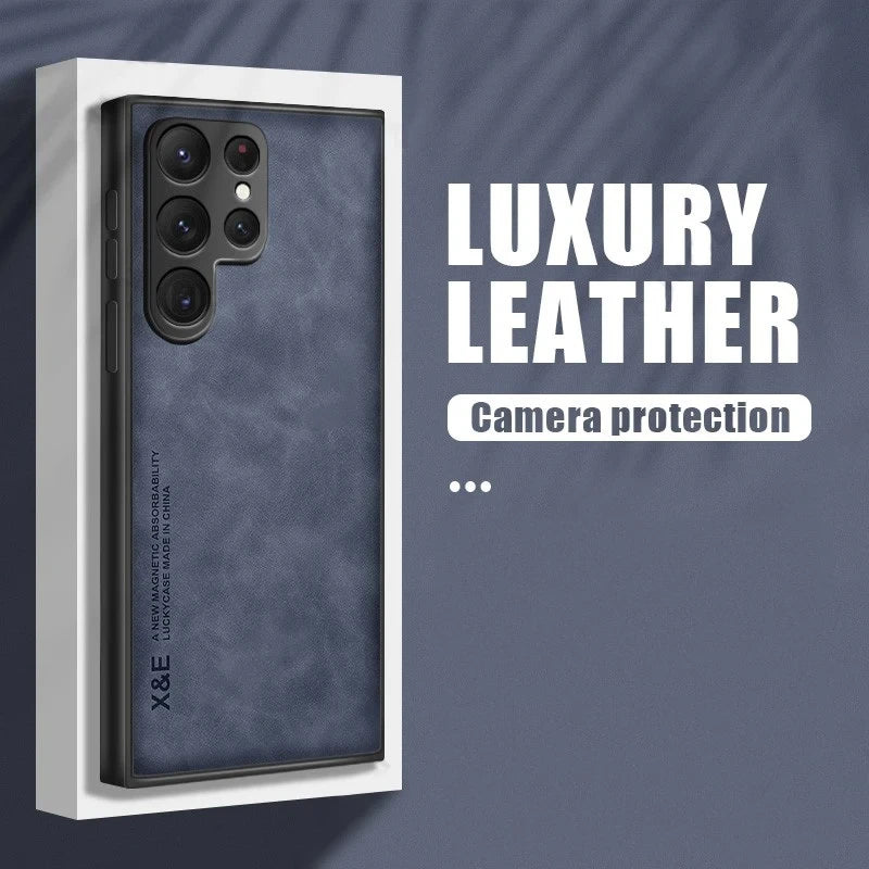 Sheepskin Magnetic Case For Samsung S26 S25 S24 Ultra S22 Plus S21 FE Cases For Samsung S23 Ultra Note 20 10 Leather Phone Cover
