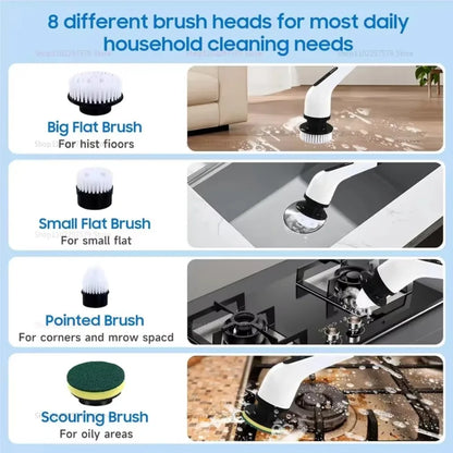 9 in 1Electric Spin Scrubber,Cordless Cleaning Brush Shower Scrubber – Adjustable Extension Handle Waterproof for Tub Tile Floor