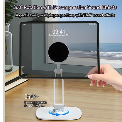 2in1 Alloy Desktop Magnetic Tablet Phone Stand, Foldable Three Axis Support 360 Rotation Universal Compatible with Phone & Ipad