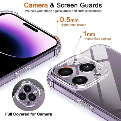 Luxury Shockproof Clear Silicone iPhone Case – Transparent Soft Cover for iPhone 7–17 Series