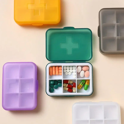 New Small Portable Travel Week Daily 6 Grids Case Box Organizer Tablet Pills Storage Container for Medicine Vitamin Fish Oils