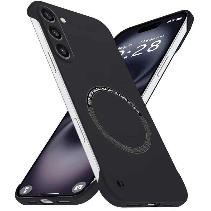Magnetic Slim for Samsung S23 S22 S21 FE Plus Ultra Frameless Phone Cases Matte Hard Plastic Cover Borderless Shockproof Armor