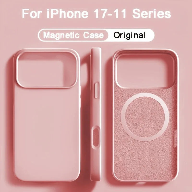MagSafe Magnetic Liquid Silicone iPhone Case – Shockproof Soft Cover for iPhone 13–17 Series
