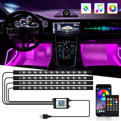 RGB Car Interior Ambient LED Light with Music Sync and App Control