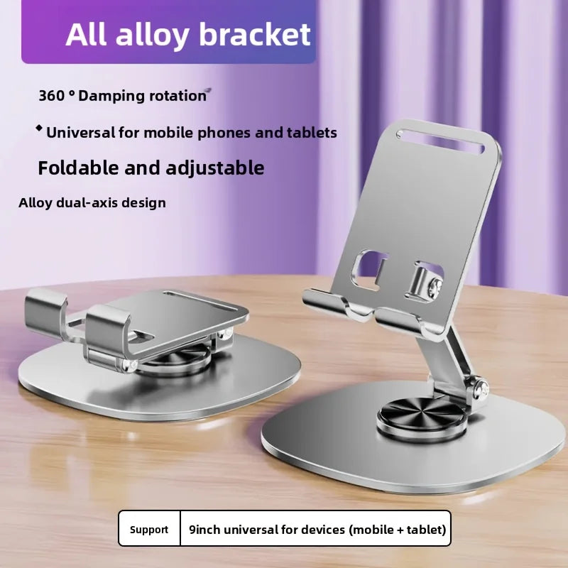 1 piece aluminum alloy mobile phone holder - 360 ° rotating desktop holder, folding design is easy to carry around, suitable for desks and bedside tables