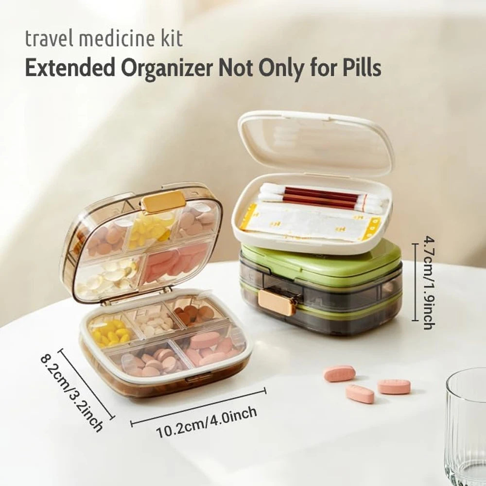 1PCS Travel Pill Organizer with 3 Layer Folding Design,10 Large Compartments Daily Pill Box,Portable Pill Case for Purse Pocket