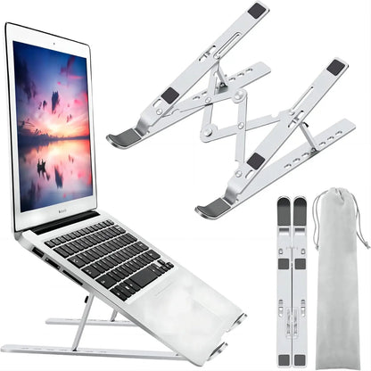 Ergonomic Aluminum Alloy Foldable Laptop Stand, 7 Adjustable Angles, Sand-Blasted Anti-Slip Stable Computer Holder