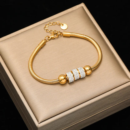 EILIECK 316L Stainless Steel Twisted Bracelet – 18K Gold Plated Wrist Chain, Waterproof Trendy Bangle for Women