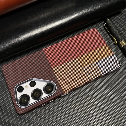 For Samsung Galaxy S26Ultra S26 S25 S24 S23 Ultra Plus Carbon Fiber Texture MagSafe Case Wireless Charging Alloy Lens Hard Cover