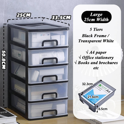 Clear Desktop Storage Box with Drawer Heightened Table Organizer Plastic Office storage cabinet  for Stationery cosmetics