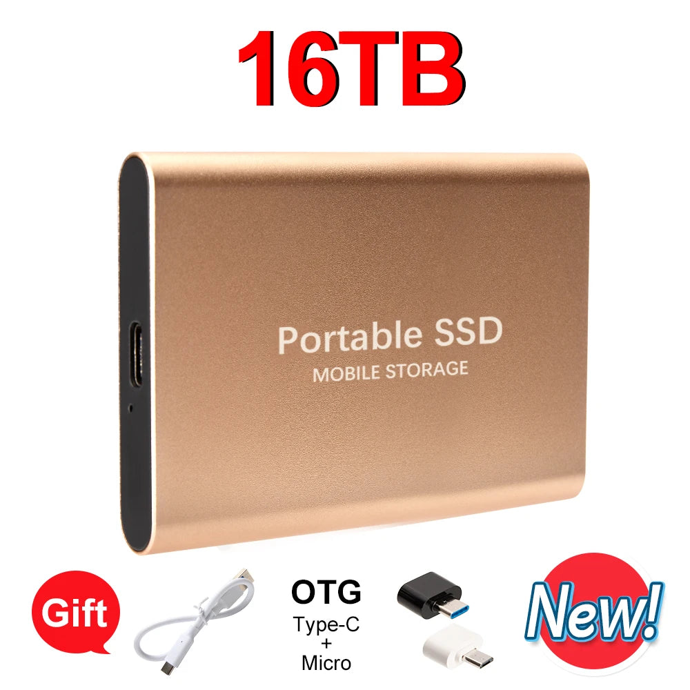 16TB Mass Storage Portable SSD 1TB 2TB 4TB 8TB USB3.2 External Hard Drive High Speed Solid Disk for All Devices