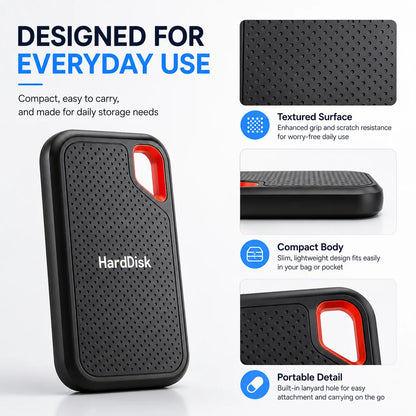 1TB External Hard Drive 2TB Portable SSD USB-C Fast Storage Disk for Laptop Mac PC Phone Photo File Backup