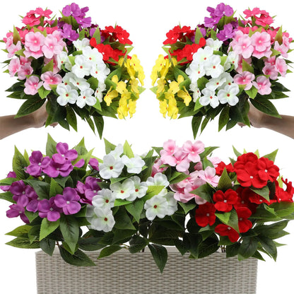1/2/6PCS Artificial Flowers, Realistic Faux Balsam, Lifelike Stems, UV Resistant for Home Hotel  Indoor Outdoor Decor