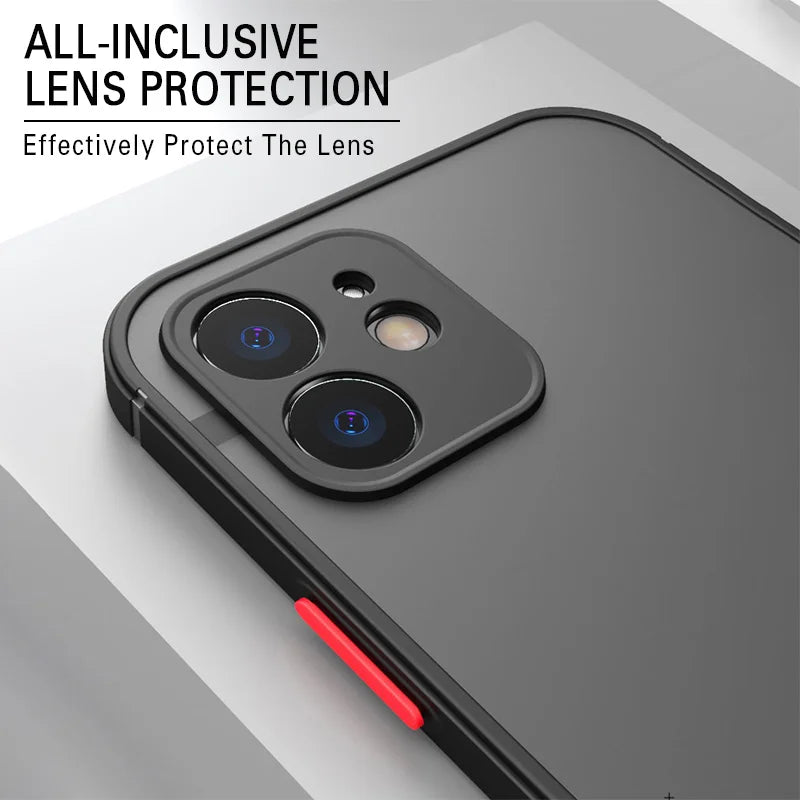 Luxury Shockproof Armor Matte Case For iPhone 11 12 13 Pro Max XR XS X 7 8 Plus SE Mini Silicone Bumper Clear Hard PC Cover