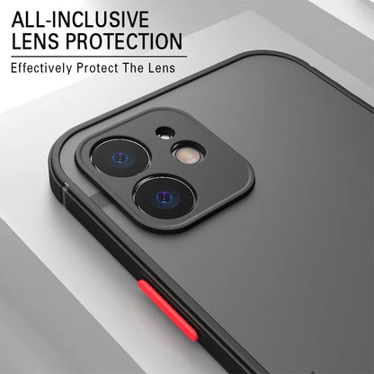 Luxury Shockproof Armor Matte Case For iPhone 11 12 13 Pro Max XR XS X 7 8 Plus SE Mini Silicone Bumper Clear Hard PC Cover