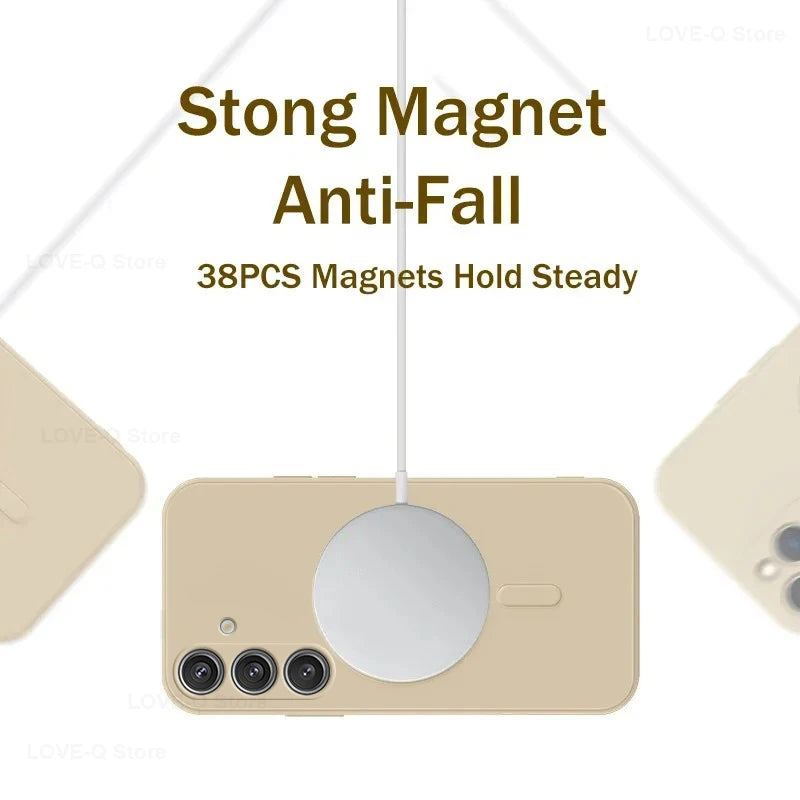 For Magsafe Magnetic Wireless Charge Case For Samsung Galaxy S25 S26 S24 S23 S 25 Ultra Plus FE Soft Cases Liquid Silicone Cover