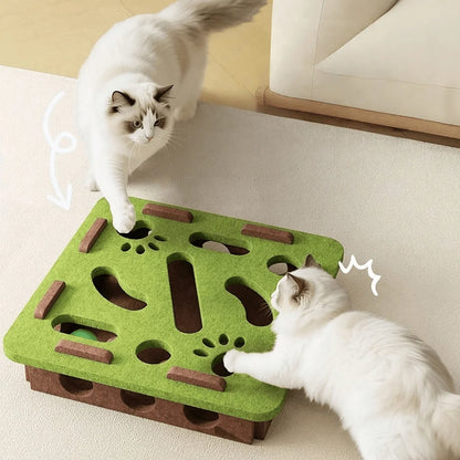 New Interactive Cat Toy, Cat Puzzle Toy With Maze Tunnel And Bell Ball, Durable Felt Material, Battery-Free, Suitable For Indoor Cats