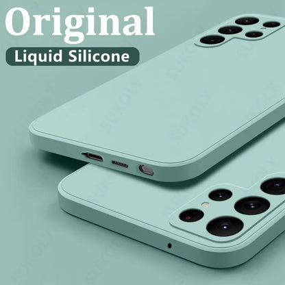 Case For Samsung Galaxy S26 S24 S23 S22 S25 Ultra S24 FE A57 A56 A55 A16 A17 5G S25 Edge Shockproof Liquid Silicone Phone Cover