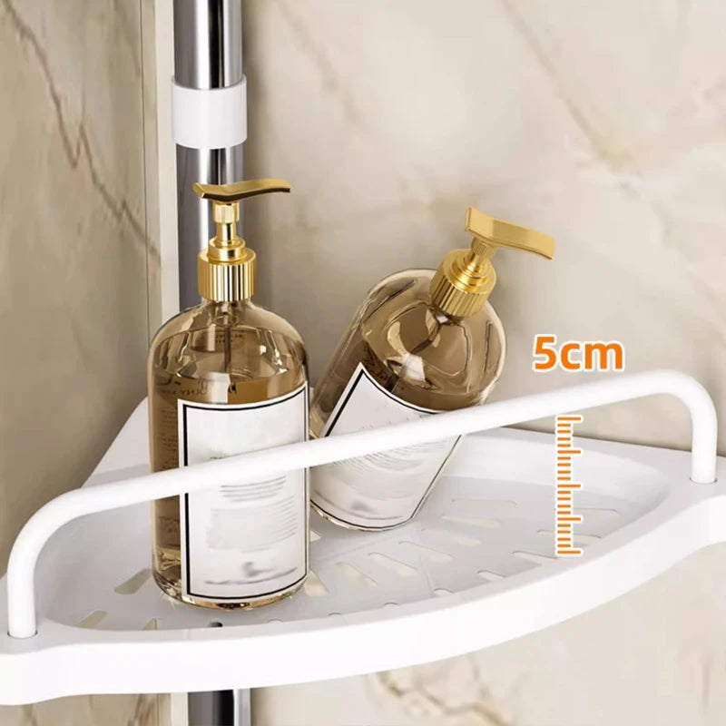 Stainless Steel Bathroom Corner Storage Rack Telescopic 4 Layer Shower Organizer For Shampoo Shower Gel Punch-Free Bathroom Rack