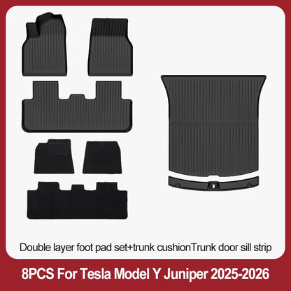For Tesla New Model Y Juniper Premium/Performance 2025+ TPE Floor Mats Luggage Mat Wear-resistant Foot Pads ModelY Trunk Mats