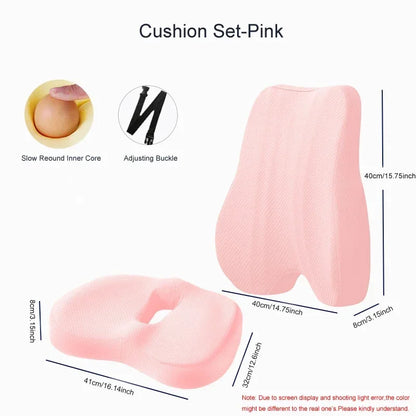 Orthopedic Memory Foam Seat Cushion Set, Coccyx Support Cushion, Office Chair, Waist, Back, Lumbar, Car Seat, Hip Massage Pad