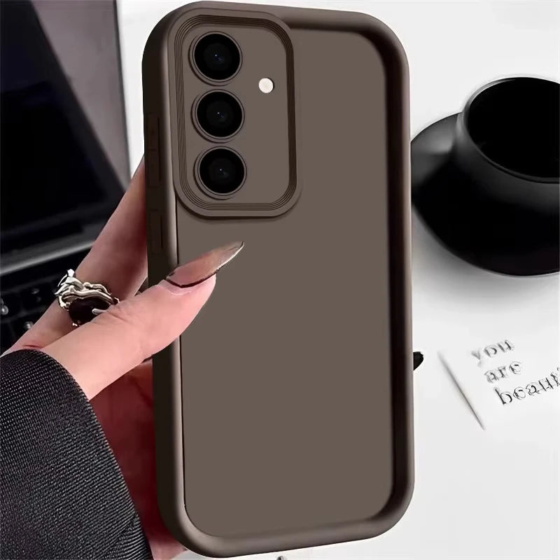 Soft TPU Case For Samsung S26 S25 S24 S23 S22 S21 Ultra Plus FE S25 edge A54 note 20 Shockproof Solid Color Silicone Phone Cover