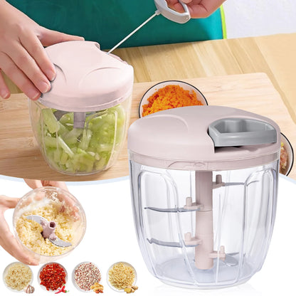 500/900ML Garlic Chopper Manual Rotate Vegetable Cutter Chopper Slicer Fruit Garlic Crusher Kitchen Gadget Blenders Meat Grinder