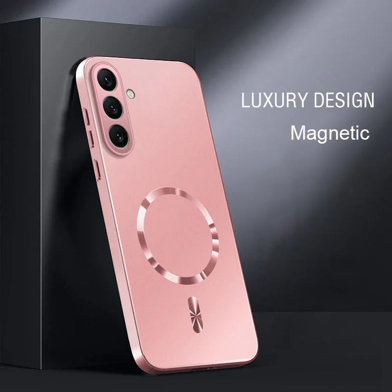 AG Magnetic Matte Silicone Case For Samsung A14 A15 A16 A17 A34 A35 A36 A54 A55 A56 A37 A57 Shockproof Hard PC Bumper