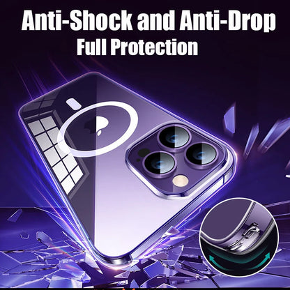 For Magsafe Magnetic Wireless Charging Case For iPhone 15 14 13 12 11 Pro Max X XR 7 8 Plus Transparent Protection Back Cover