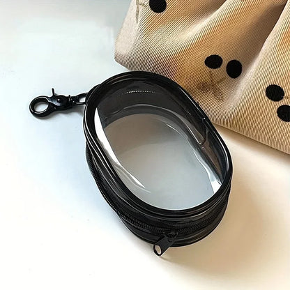 Mini Portable Clear Zipper Storage Bag Space-Saving Organizer with Keychain Loop for Earphones Chargers Versatile Travel Accessory