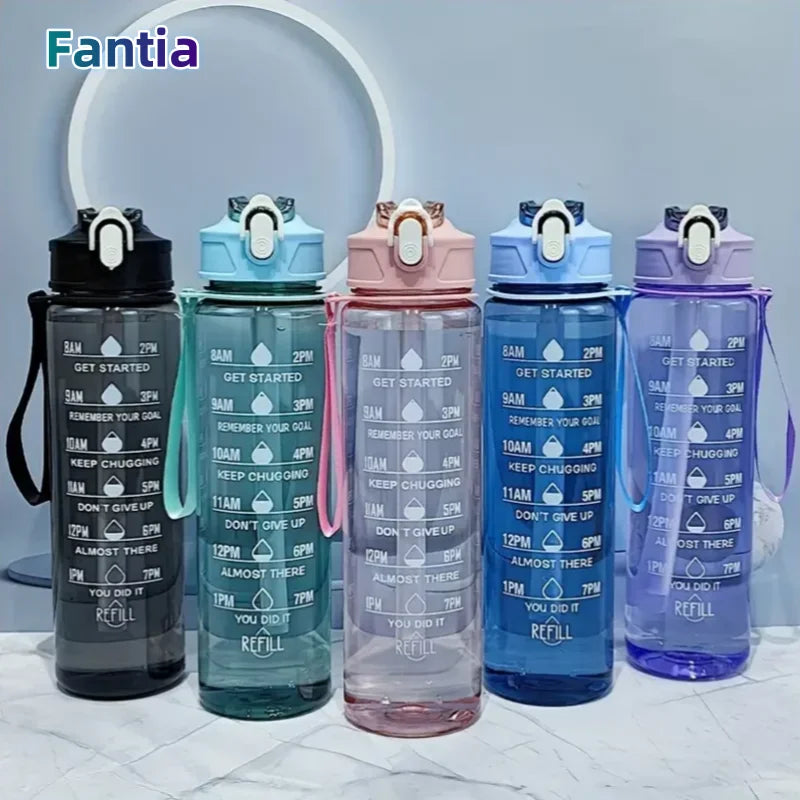 800ml Leakproof Sports Water Bottle with Time Scale