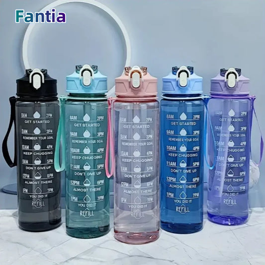 800ml Leakproof Sports Water Bottle with Time Scale