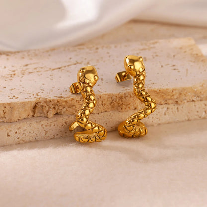 Gold Plated Stainless Steel Geometric Claw Earrings - Starfish & Heart Studs for Women, Waterproof Fashion Jewelry Gift