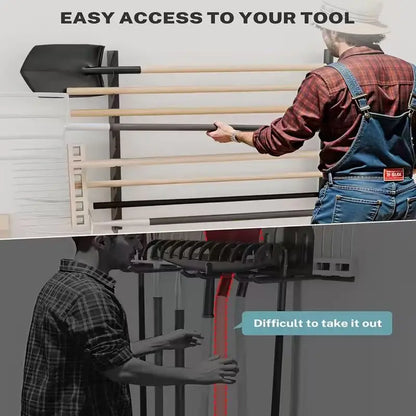 8/12th floor garage tool rack wall mounted, shed wall organization rack, horizontal tool rack, shovel and rake